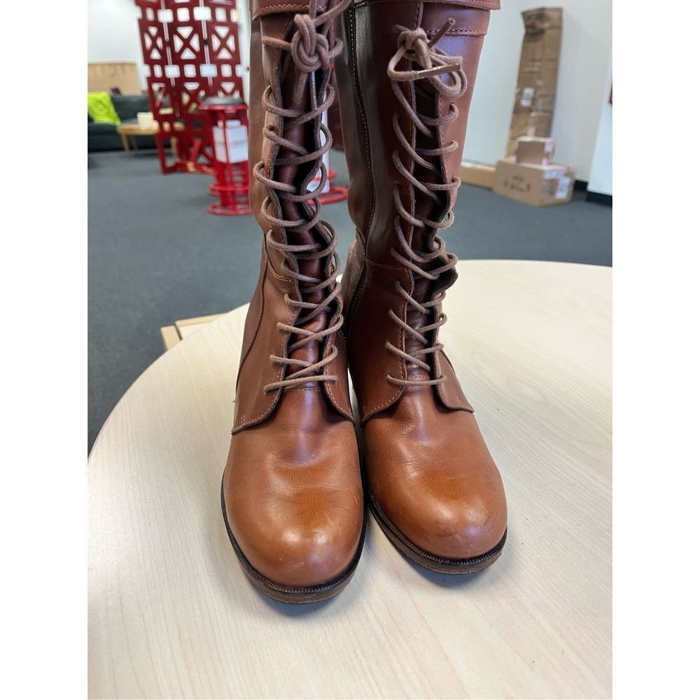 J Shoes Dorset Brown Hand Crafted Leather Lace & Buckle Boots Anthropologie sz 7 - Picture 6 of 12